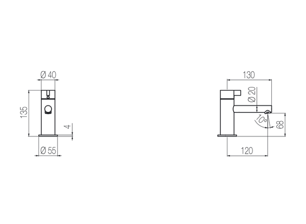  Vòi chậu lavabo cao 130mm bằng stainless steel Toox - TQN80 