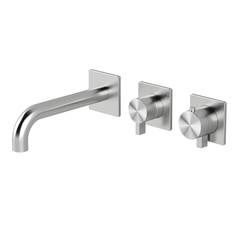  Vòi bồn tắm điều chỉnh nhiệt độ gắn tường 3 lỗ 2 đầu ra dài 190mm bằng stainless steel Aico - TRN84 