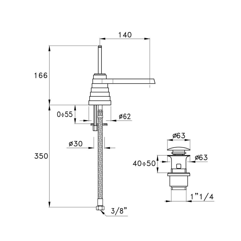  Vòi chậu lavabo bằng đồng Titian - 3222MC 