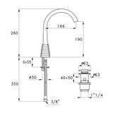  Vòi chậu lavabo cao 260mm bằng đồng Titian - 3223MCBIS 