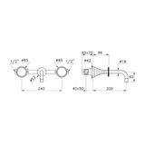  Vòi chậu lavabo gắn tường bằng đồng Titian - 3863 