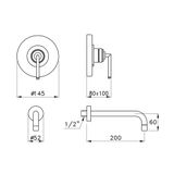  Vòi chậu lavabo gắn tường bằng đồng Titian - 3863MC 