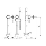  Vòi bồn tắm gắn sàn có vòi sen cầm tay bằng đồng Titian - 3267CL306 