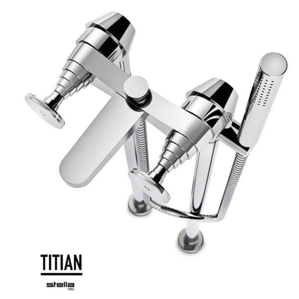  Vòi bồn tắm gắn sàn có vòi sen cầm tay bằng đồng Titian - 3267CL306 