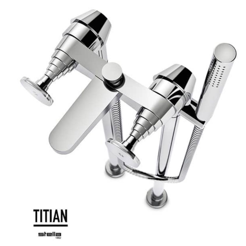  Vòi bồn tắm gắn sàn có vòi sen cầm tay bằng đồng Titian - 3267CL306 