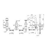  Vòi bồn tắm 5 lỗ có vòi sen cầm tay bằng đồng Titian - 3256TR308 