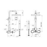  Sen cây gắn tường có vòi sen cầm tay bằng đồng Titian - 3283-301TB-304 