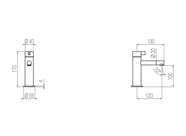  Vòi chậu lavabo cao 170mm bằng stainless steel Toox - TXQ91 