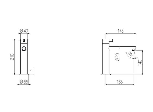  Vòi chậu lavabo cao 210mm bằng stainless steel Toox - TXQ92 