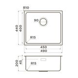  Chậu rửa chén bát stainless steel 1 hố TZV49ULT15 