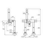  Vòi bồn tắm có sen cầm tay gắn sàn điều chỉnh nhiệt độ bằng đồng Bamboo - 3267TMCL306 