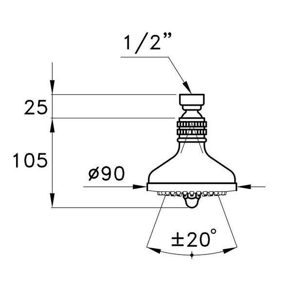  Shower Kit - Bát sen Ø90mm cổ điển bằng đồng Italica - 314A-90 