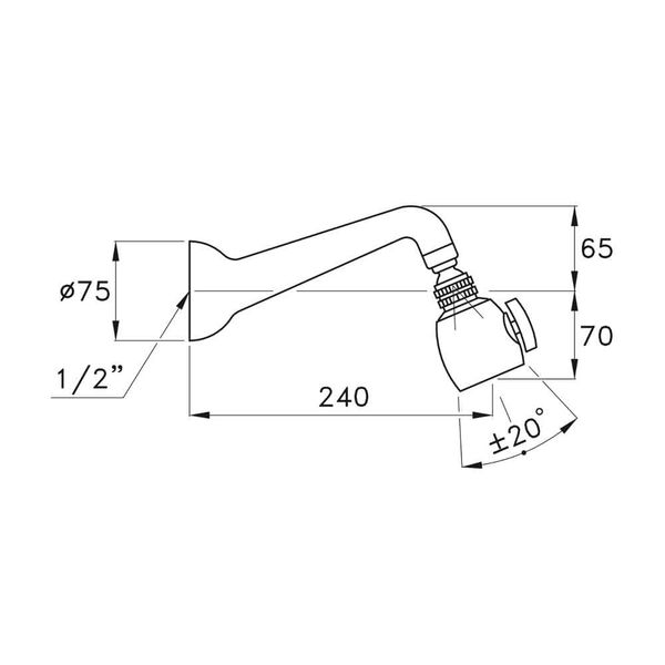  Shower Kit - Bộ bát sen 2 chế độ và tay sen gắn tường cổ điển bằng đồng Italica - 303TER313A 