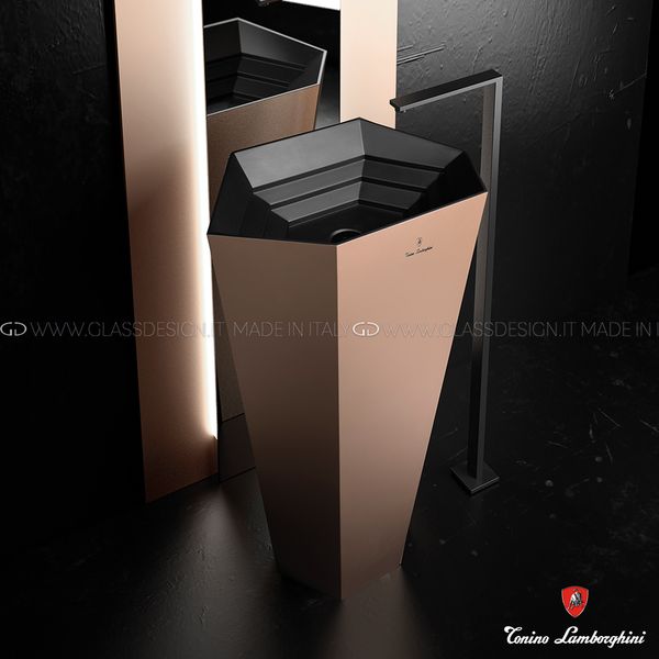  Chậu Lavabo Chân Dài Phong Cách Lamborghini Rosa Sahara - Black Mat / Black 
