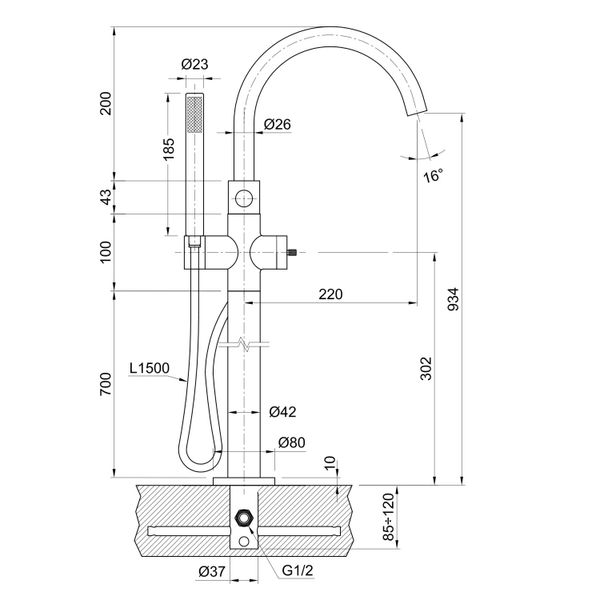  Vòi bồn tắm gắn sàn bằng đồng Volare - VOL4940BZ 