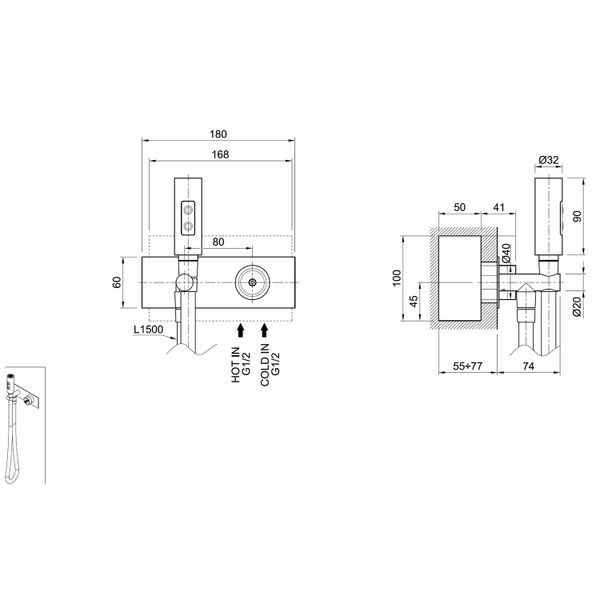  Vòi xịt toilet Volante stainless steel - VOX1G3IDRZ 