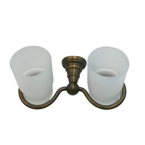  Móc đôi treo ly đựng bàn chải đánh răng phòng tắm bằng đồng giả cổ - YS337205 