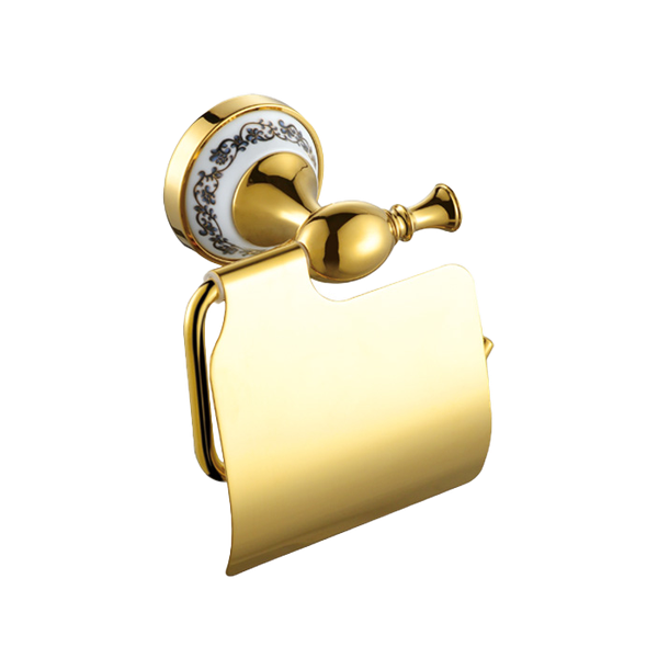  Móc treo giấy vệ sinh có nắp che bằng đồng, họa tiết ceramic cổ điển - YSG3205A 