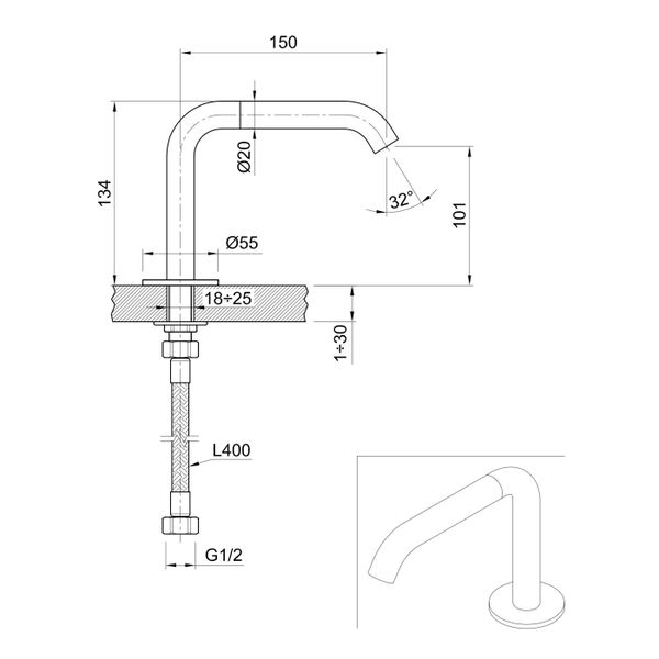  Vòi chậu rửa mặt Volante stainless steel - ZEXCAN13C-VOX1910NAZ 