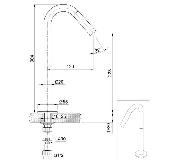  Vòi chậu rửa mặt Volante stainless steel - ZEXCAN30-VOX1910NAZ 