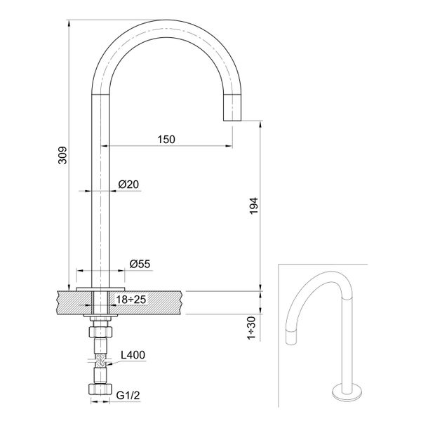  Vòi chậu rửa mặt Volante stainless steel - ZEXCAN30F-VOX1910NAZ 