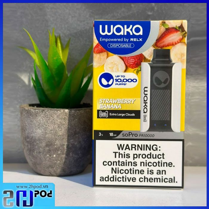  Pod WAKA soPro PA10000 vị Dâu Chuối - Strawberry Banana 10000 hơi dùng 1 lần sạc được (Disposable Pod) 