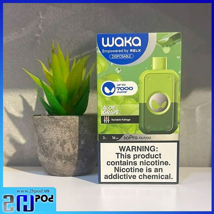  Pod WAKA soPro PA7000 vị Nho Nha đam - Aloe Grape 7000 hơi dùng 1 lần sạc được (Disposable Pod) 