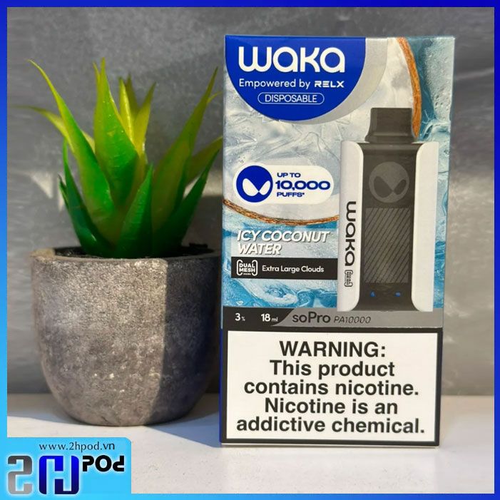  Pod WAKA soPro PA10000 vị Dừa lạnh - Icy Coconut Water 10000 hơi dùng 1 lần sạc được (Disposable Pod) 