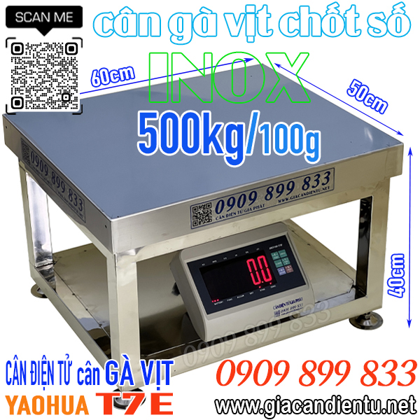 Cân điện tử inox XK3190-T7E 200kg 300kg 500kg cân gà vịt heo chốt số