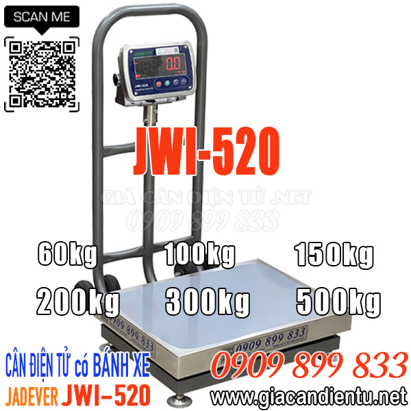 Cân điện tử JWI-520 có bánh xe 60kg 100kg 150kg 200kg 300kg 500kg