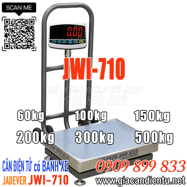 Cân điện tử JWI-710 có bánh xe 60kg 100kg 150kg 200kg 300kg 500kg
