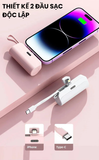  Sạc dự phòng mini 5000mAh sạc nhanh nhỏ gọn dễ mang, theo tích hợp 2 cáp sạc Type C và Lightning 