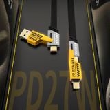  Cáp sạc nhanh đa năng PD 27W 4 trong 1, 4 đầu sạc Type C, USB, Lighning bọc dù chống cháy chống gãy 