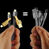  Cáp sạc nhanh đa năng PD 27W 4 trong 1, 4 đầu sạc Type C, USB, Lighning bọc dù chống cháy chống gãy 