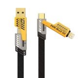  Cáp sạc nhanh đa năng PD 27W 4 trong 1, 4 đầu sạc Type C, USB, Lighning bọc dù chống cháy chống gãy 