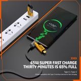  Cáp sạc nhanh đa năng PD 27W 4 trong 1, 4 đầu sạc Type C, USB, Lighning bọc dù chống cháy chống gãy 
