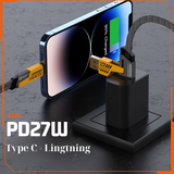  Cáp sạc nhanh đa năng PD 27W 4 trong 1, 4 đầu sạc Type C, USB, Lighning bọc dù chống cháy chống gãy 