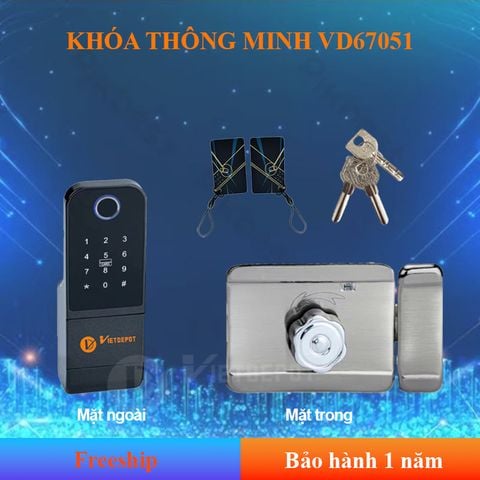  Khóa cửa cổng thông minh 1 chiều chống nước VD67051 