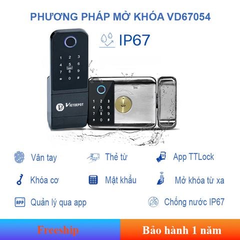  Khóa cửa cổng thông minh 2 chiều chống nước VD67054 
