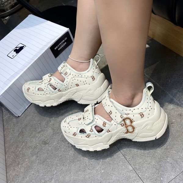 604 - Giày Sandal MLB BigBall Chunky Mask Diamond Monogram Boston Red - 3ASDCMM33-43CRS