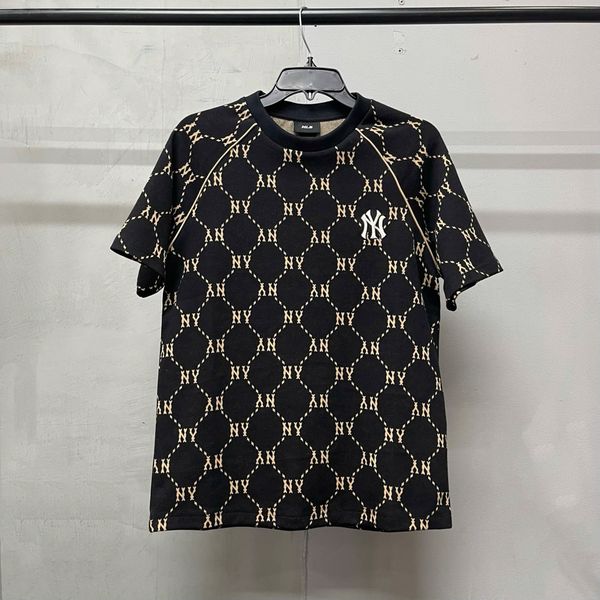 733 - Áo thun unisex cổ tròn MLB Jacquard Dia Monogram Đen - 3ATSM0144-50BKS