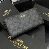544 - Ví Coach Accordion Canvas Dáng Dài Khóa Zip