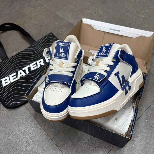 423 - Giày MLB Chunky Liner Mid Saffiano LA Dodgers Blue - 3ASXLMF3N-07BLS