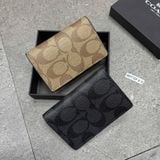 805 - Ví Coach Card Holder Signature Canvas Charcoal Black - F66549