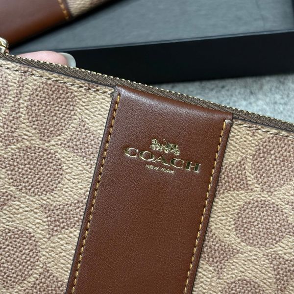 777 - Ví Coach Orange Corner Zip Monogram Wristlet in Signature Canvas - 91178 - IMNXU