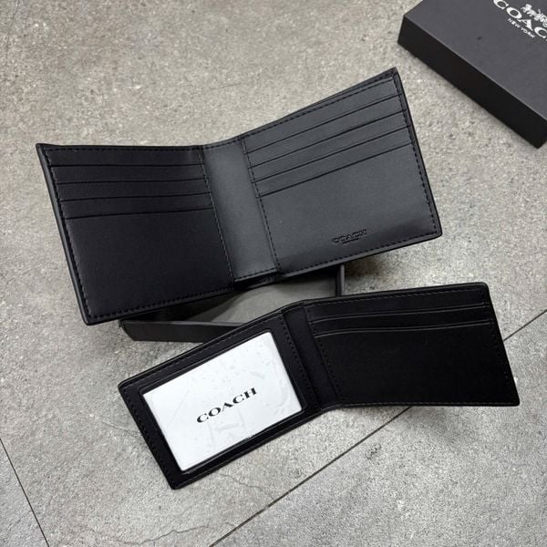 796 - Ví Coach Nam 3 In 1 Canvas Monogram Navy Dáng Gập - Kèm Card Holder