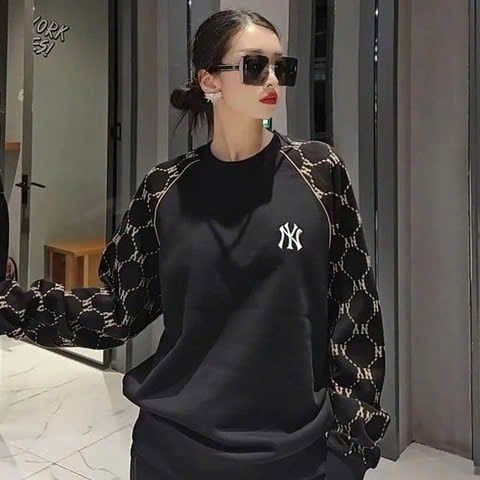 706 - Áo Sweater MLB Monogram New York Yankees Black Begei - 3AMTM1244-50BKS