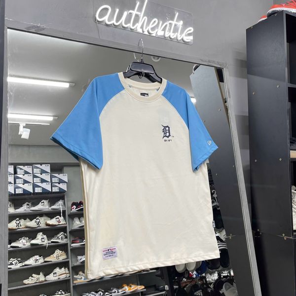 582 - Áo Thun New Era Detroit Tigers Retro Màu Kem Xanh - 14385048