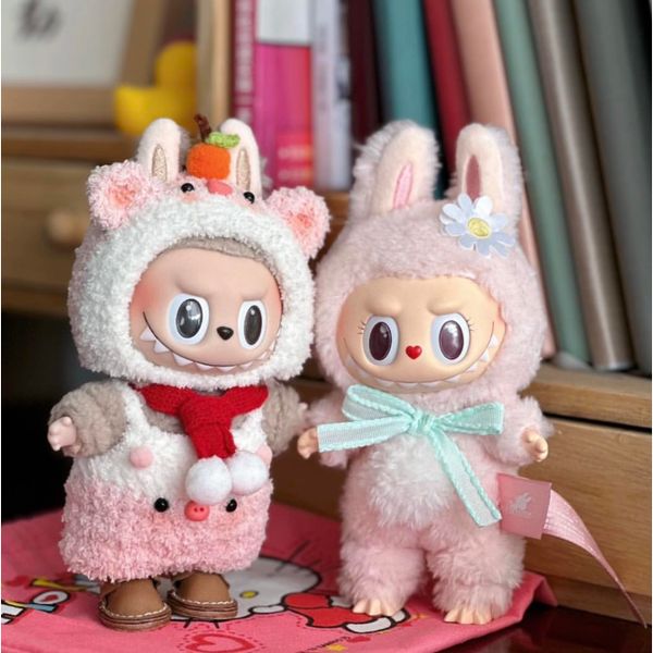 596 - Móc khoá Labubu POP MART the monsters Mokoko v1 màu Hồng 17cm