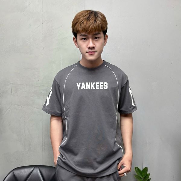 778 - Áo Thun New Era NY Yankee Grey Line White - 13235675